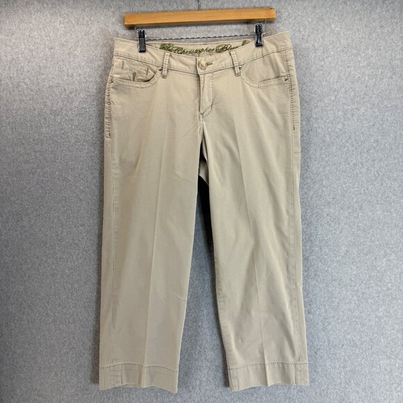 Christopher Blue Pants - Christopher Blue‎ Womens Cropped Khaki Tan Pants Classic Casual Capri Size 10